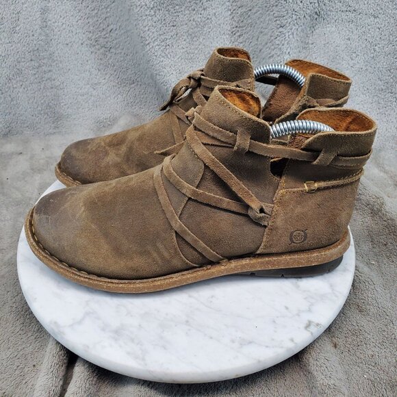Born Shoes Womens Size 7.5 M/W Brown Distressed Leather Tarkiln Ankle Boots - Picture 1 of 11